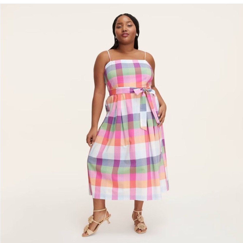 Pink and Blue Sleeveless Spaghetti Strap Sundress